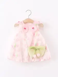 StyleCast x Revolte Girls Floral Printed Round Neck Gathered or Pleated A-Line Dress