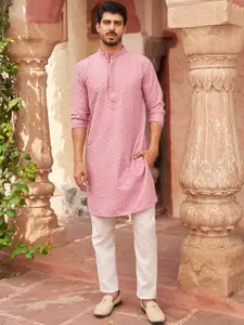 Jompers Embroidered Sequinned Mandarin Collar Kurta With Pyjamas