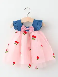 StyleCast x Revolte Girls Floral Printed Choker Neck Gathered or Pleated A-Line Dress