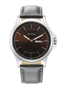 Titan Men Round Dial & Leather Straps Analogue Watch 1870SL04