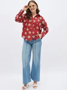 all about you Floral Printed Spread Collar Casual Shirt