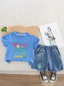 StyleCast x Revolte Boys Printed Round Neck Pure Cotton T-shirt With Shorts