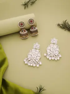 Anouk Set Of 2 Gold-Plated Kundan Studded Earrings