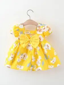 StyleCast x Revolte Girls Floral Printed Gathered or Pleated Cotton A-Line Dress