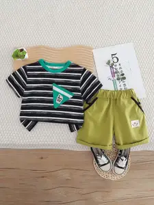 StyleCast x Revolte Kids Boys Striped Round Neck T-shirt & Shorts Clothing Set