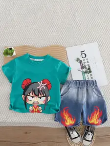 StyleCast x Revolte Boys Printed Pure Cotton T-shirt with Shorts Clothing Set