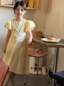 StyleCast x Revolte Girls Puff Sleeve Ruched A-Line Midi Dress