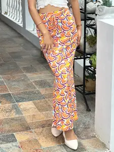 TANDUL Floral Printed A-Line Maxi Skirt