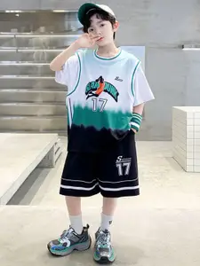 StyleCast x Revolte Boys Printed Round Neck T-shirt with Shorts