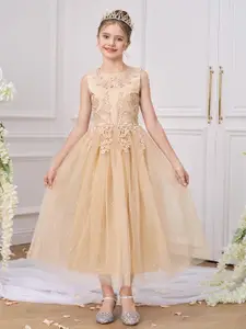 StyleCast x Revolte Girls Solid Round Neck Ruffles A-Line Dress