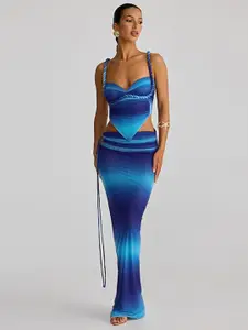 MIAKEE Shoulder Strap Neck Top With Skirts Co-Ords