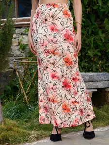 TANDUL Floral Printed Flared Maxi Skirt