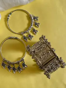 Anouk Sangria Set of 2 German silver  Plated & Round Shaped -Textured Bangles