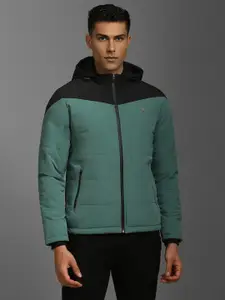 Louis Philippe Sport Men Hooded Open Front Colourblocked Jacket