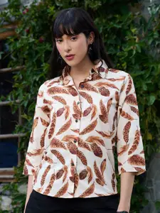 BAESD Women Comfort Fit Floral Printed Spread Collar Casual Shirt