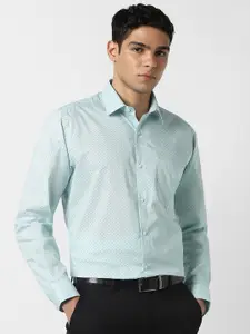 Van Heusen Printed Spread Collar Long Sleeves Pure Cotton Formal Shirt
