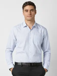 Peter England Men Micro Ditsy Printed Spread Collar Cotton Formal Shirt
