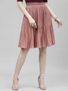 KASSUALLY Pleated Knee Length A-Line Skirt