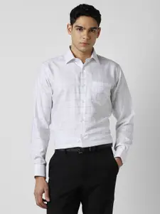 Van Heusen Checked Spread Collar Long Sleeves Pure Cotton Formal Shirt