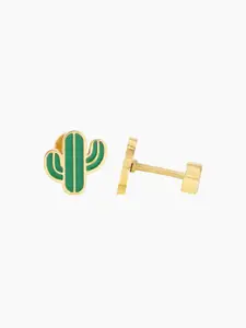 SWASHAA Oh Cactus Girls 18K Gold Plated Studs Earrings
