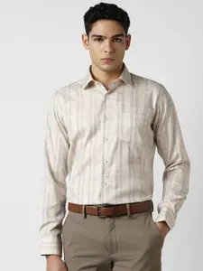 Van Heusen Slim Fit Checked Spread Collar Long Sleeves Pure Cotton Formal Shirt