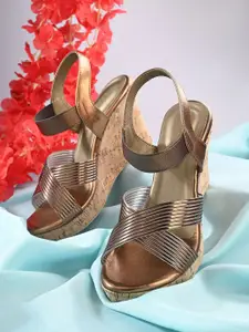 CLOG LONDON Striped Open Toe Wedge Sandals