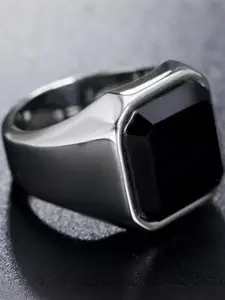 NEERAJYOTI Men Stainless Steel Artificial Stones Finger Ring