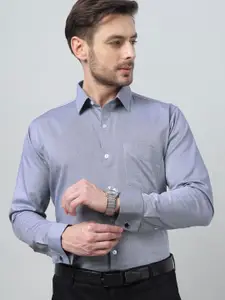 Hancock Self Design Spread Collar French Cuff Pure Cotton Premium Slim Fit Formal Shirt
