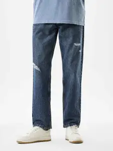 Snitch Men Relaxed Fit Mid-Rise Low Distress Light Fade Jeans