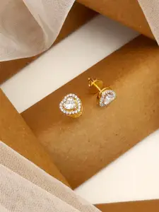 ABDESIGNS 925 Sterling Silver Gold-Plated Artificial Stones Studded Stud Earrings