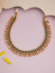 Kushal's Fashion Jewellery Copper Gold-Plated Antique Necklace