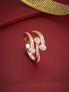 Kushal's Fashion Jewellery White Gold-Plated Party Zircon Finger Ring