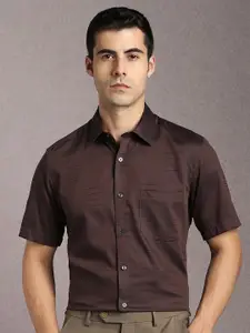 Louis Philippe Printed Spread Collar Cotton Formal Shirt