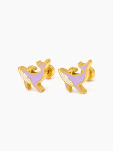 SWASHAA Girls Stainless steel 18K Gold Plated Dolphin Shaped Studs Earrings