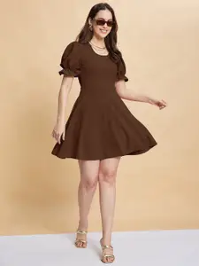 Selvia Women Puff Sleeve Fit & Flare Dress