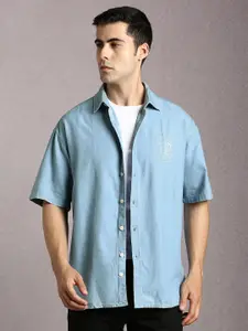 Louis Philippe Jeans Men Relaxed Fit Solid Spread Collar Cotton Casual Shirt