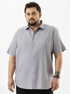 Snitch Plus Size Textured Pure Cotton Casual Shirt