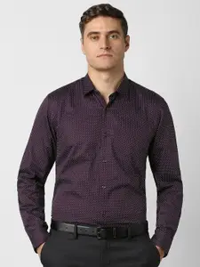 Peter England Micro Ditsy Printed Spread Collar Pure Cotton Slim Fit Formal Shirt