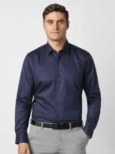 Peter England Men Micro Ditsy Printed Spread Collar Cotton Formal Shirt