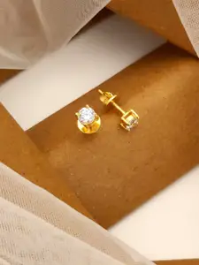 ABDESIGNS 925 Sterling Silver Gold-Plated Artificial Stones Studded Stud Earrings