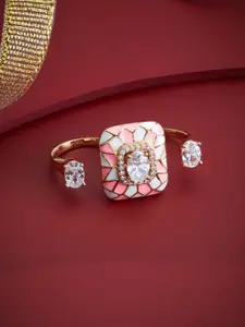 Kushal's Fashion Jewellery White Gold-Plated Party Zircon Finger Ring