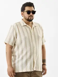 Snitch Plus Size Wave Pattern Casual Shirt
