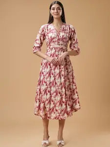 BAESD Women Floral Print A-Line Midi Dress