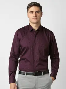 Peter England Striped Spread Collar Pure Cotton Slim Fit Formal Shirt