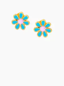SWASHAA Miss Flower Girls 18K Gold Plated Studs Earrings