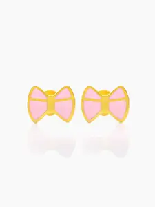 SWASHAA Girls Stainless Steel 18K Gold Plated Contemporary Enamelled Studs