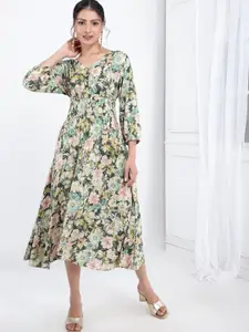 BAESD Women Floral Printed A-Line Midi Dress