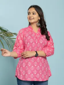 INDYES Floral Printed V Neck Pure Cotton Kurti