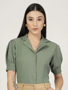 Style Quotient Women Smart Fit Textured Cuban Collar Formal Shirt