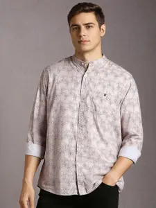 Louis Philippe Jeans Men Abstract Printed Band Collar Casual Shirt